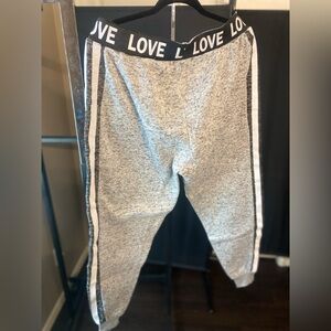 Gray & Black sweat pants W/ Love around the waist